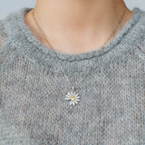 Daisy Pendant Necklace Solid 925 Sterling Silver Unisex - floysun