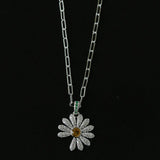 Daisy Pendant Necklace Solid 925 Sterling Silver Unisex - floysun