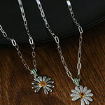 Daisy Pendant Necklace Solid 925 Sterling Silver Unisex - floysun