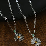Daisy Pendant Necklace Solid 925 Sterling Silver Unisex - floysun