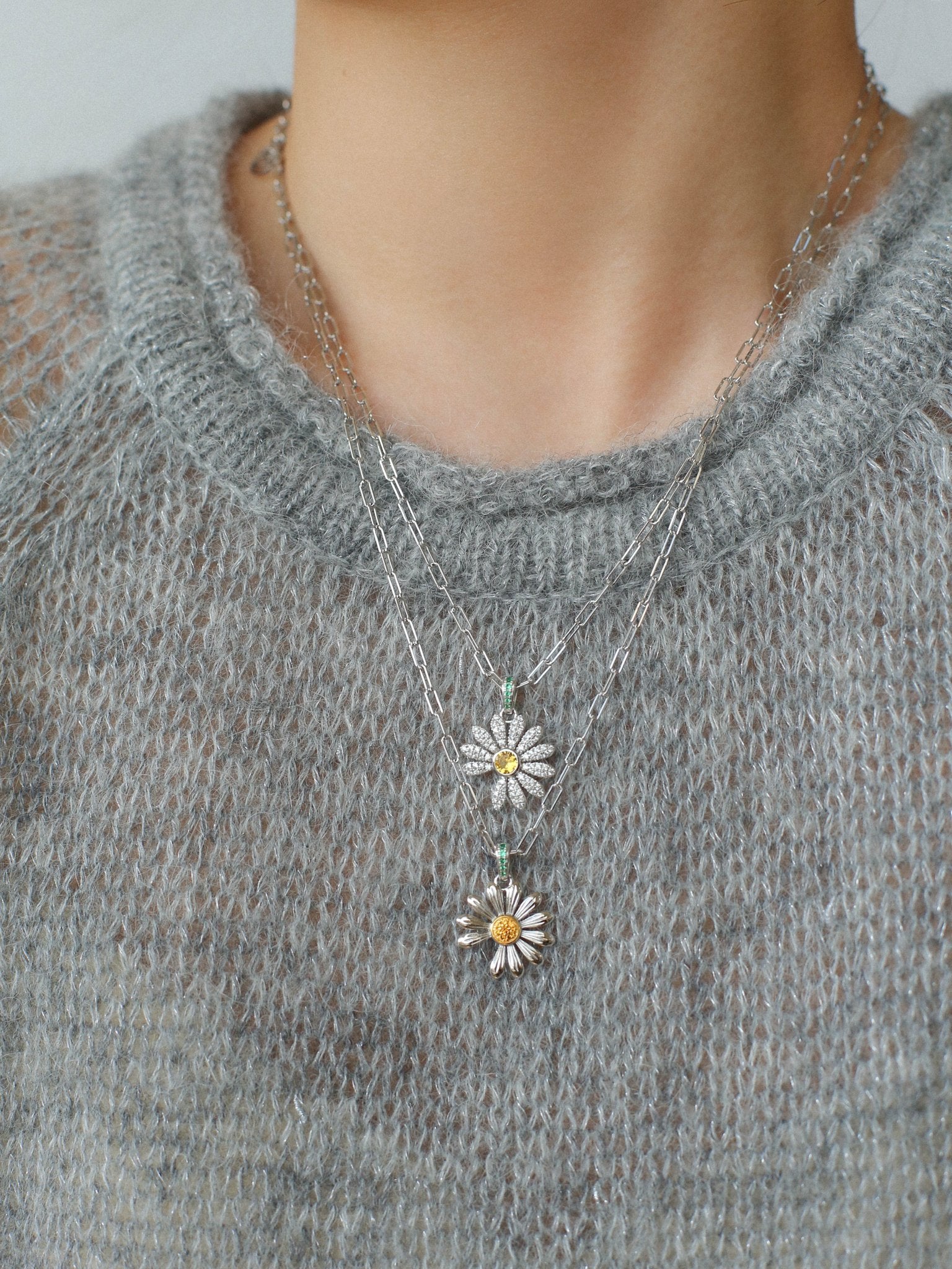 Daisy Pendant Necklace Solid 925 Sterling Silver Unisex - floysun