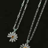 Daisy Pendant Necklace Solid 925 Sterling Silver Unisex - floysun
