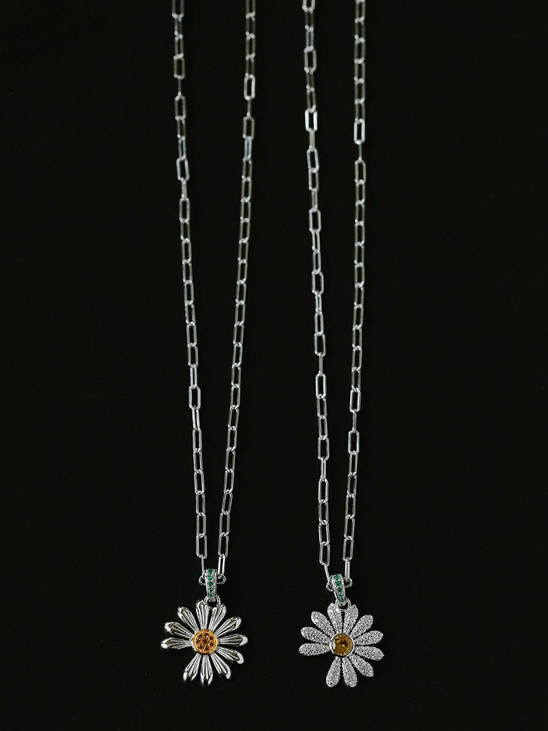 Daisy Pendant Necklace Solid 925 Sterling Silver Unisex - floysun