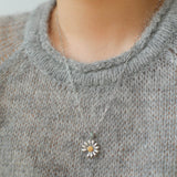 Daisy Pendant Necklace Solid 925 Sterling Silver Unisex - floysun