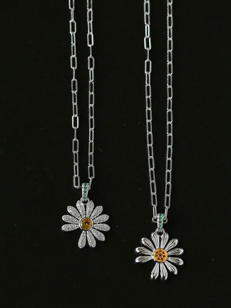 Daisy Pendant Necklace Solid 925 Sterling Silver Unisex - floysun