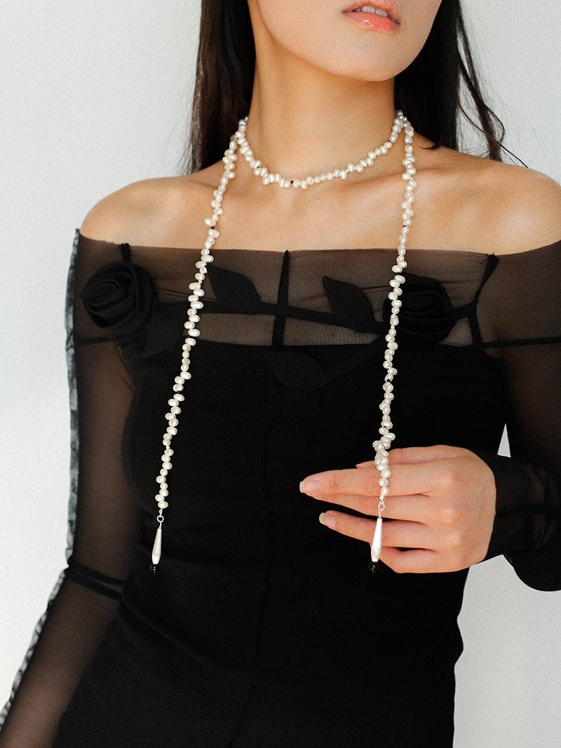 Dance of Pearls Natural Irregular Pearl Long Necklace - floysun