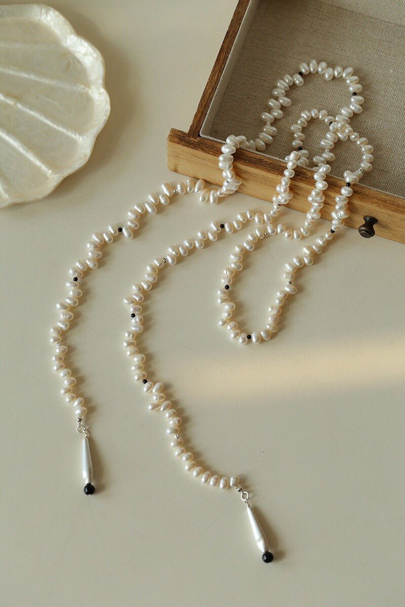 Dance of Pearls Natural Irregular Pearl Long Necklace - floysun