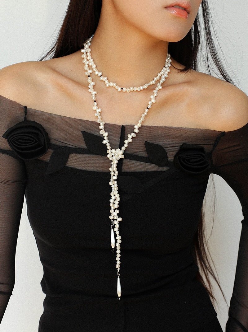 Dance of Pearls Natural Irregular Pearl Long Necklace - floysun
