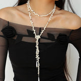 Dance of Pearls Natural Irregular Pearl Long Necklace - floysun