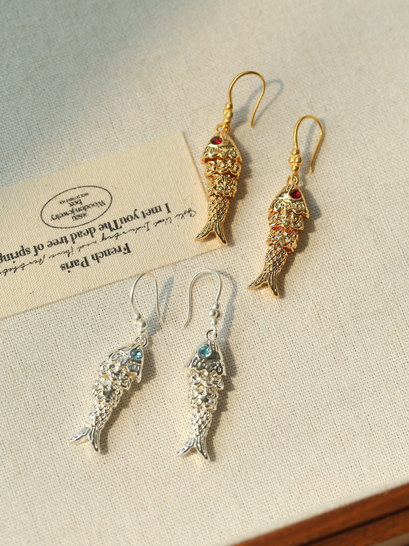 Dancing Fish Earrings – 925 Silver Hooks - floysun