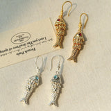 Dancing Fish Earrings – 925 Silver Hooks - floysun