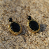 Dark Night Black Onyx Mirror Gemstone Earrings - Black Onyx Earrings - floysun