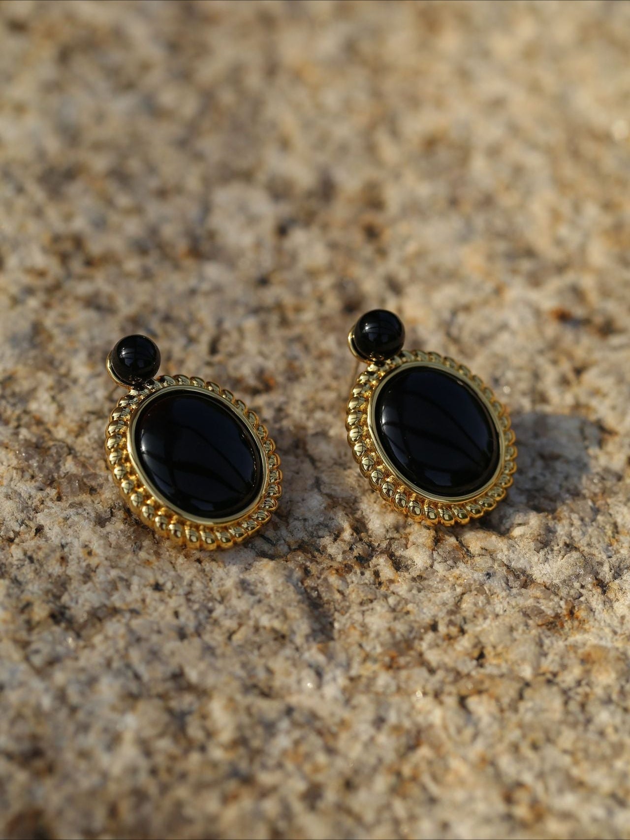 Dark Night Black Onyx Mirror Gemstone Earrings - Black Onyx Earrings - floysun