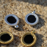Dark Night Black Onyx Mirror Gemstone Earrings - Black Onyx Earrings - floysun