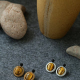 Dark Night Tiger Eye Mirror Gemstone Earrings - Tiger Eye Stone Earrings - floysun