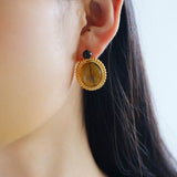 Dark Night Tiger Eye Mirror Gemstone Earrings - Tiger Eye Stone Earrings - floysun