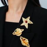 Dazzling Stars Pentagram Planet Element Brooch - floysun