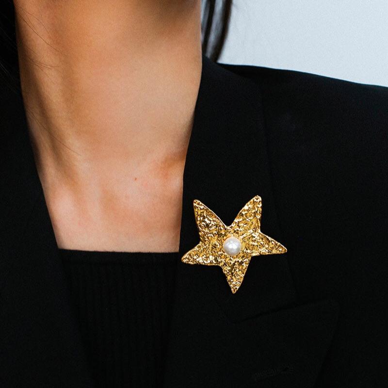 Dazzling Stars Pentagram Planet Element Brooch - floysun