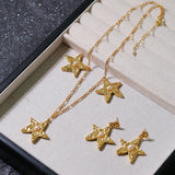 Dazzling Stars Pentagram Planet Element Earrings Gold - floysun
