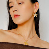 Dazzling Stars Pentagram Planet Element Earrings Gold - floysun