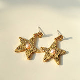 Dazzling Stars Pentagram Planet Element Earrings Gold - floysun