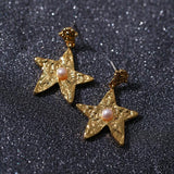 Dazzling Stars Pentagram Planet Element Earrings Gold - floysun