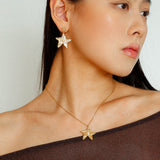 Dazzling Stars Pentagram Planet Element Earrings Gold - floysun