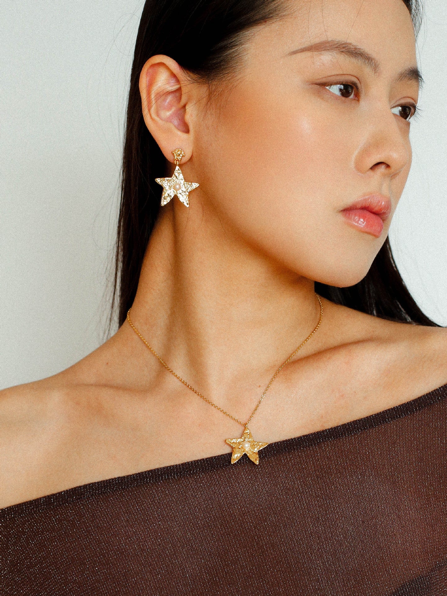 Dazzling Stars Pentagram Planet Element Earrings Gold - floysun