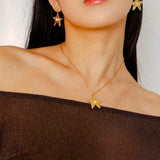 Dazzling Stars Pentagram Planet Element Earrings Gold - floysun