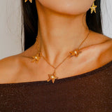 Dazzling Stars Pentagram Planet Element Earrings Gold - floysun