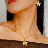 Dazzling Stars Pentagram Planet Element Earrings Gold - floysun