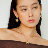 Dazzling Stars Pentagram Planet Element Earrings Gold - floysun