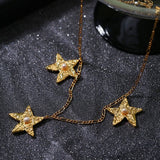 Dazzling Stars Pentagram Planet Element Necklace Gold - floysun