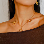 Dazzling Stars Pentagram Planet Element Necklace Gold - floysun