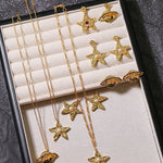 Dazzling Stars Pentagram Planet Element Necklace Gold - floysun
