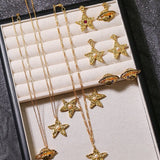 Dazzling Stars Pentagram Planet Element Necklace Gold - floysun