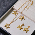 Dazzling Stars Pentagram Planet Element Necklace Gold - floysun
