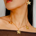 Dazzling Stars Pentagram Planet Element Necklace Gold - floysun