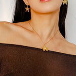 Dazzling Stars Pentagram Planet Element Necklace Gold - floysun