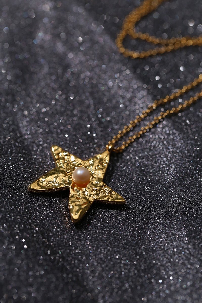 Dazzling Stars Pentagram Planet Element Necklace Gold - floysun