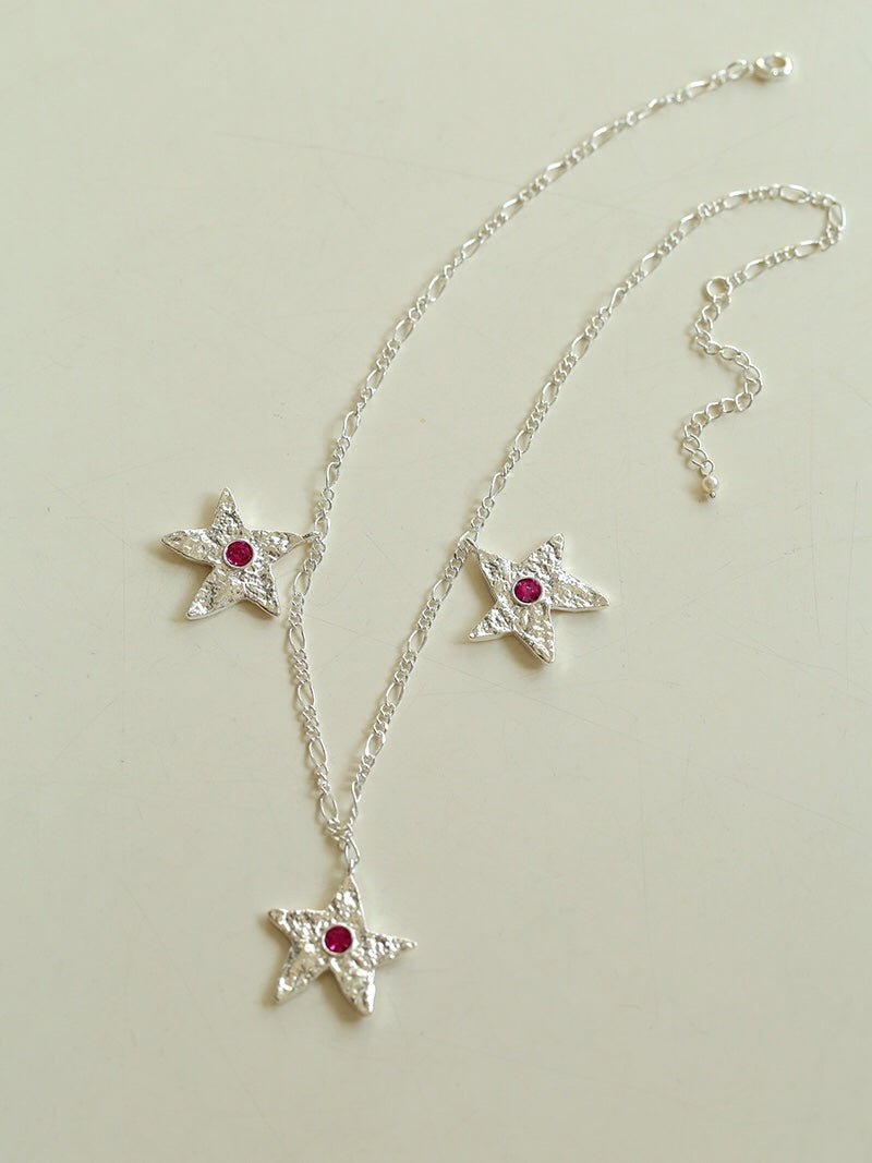Dazzling Stars Pentagram Planet Element Necklace Silver - floysun