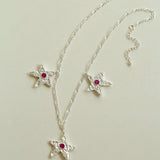 Dazzling Stars Pentagram Planet Element Necklace Silver - floysun