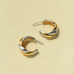 Designer 925 Sterling Silver & Gold Mixed Twisted Rope Hoop Earrings - floysun
