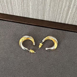 Designer 925 Sterling Silver & Gold Mixed Twisted Rope Hoop Earrings - floysun