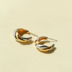 Designer 925 Sterling Silver & Gold Mixed Twisted Rope Hoop Earrings - floysun