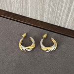 Designer 925 Sterling Silver & Gold Mixed Twisted Rope Hoop Earrings - floysun