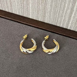 Designer 925 Sterling Silver & Gold Mixed Twisted Rope Hoop Earrings - floysun