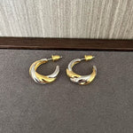 Designer 925 Sterling Silver & Gold Mixed Twisted Rope Hoop Earrings - floysun