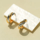 Designer 925 Sterling Silver & Gold Mixed Twisted Rope Hoop Earrings - floysun