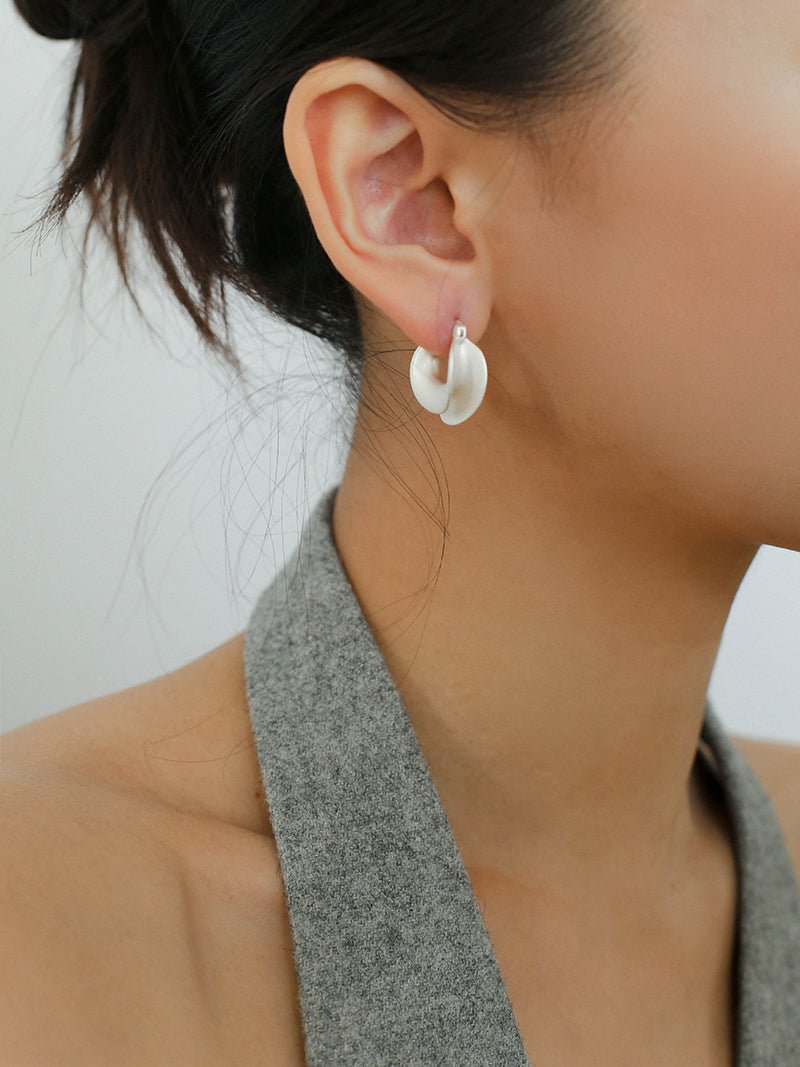 Designer 925 Sterling Silver Matte Heavy Texture Irregular Earrings - floysun